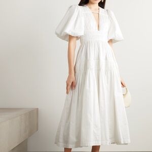 Aje Fallingwater Tiered Cotton-Poplin White Midi Maxi Dress AUS 8 / US 4 - NWT